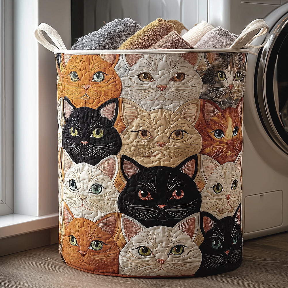 Padded laundry basket with cats by Louise London