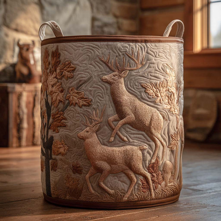 Quilted laundry basket with natural landscape by Louise London