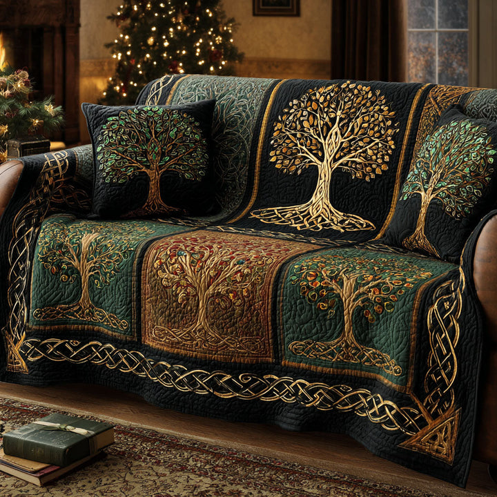 Quilted sofa cover with celestial pattern – Louise London