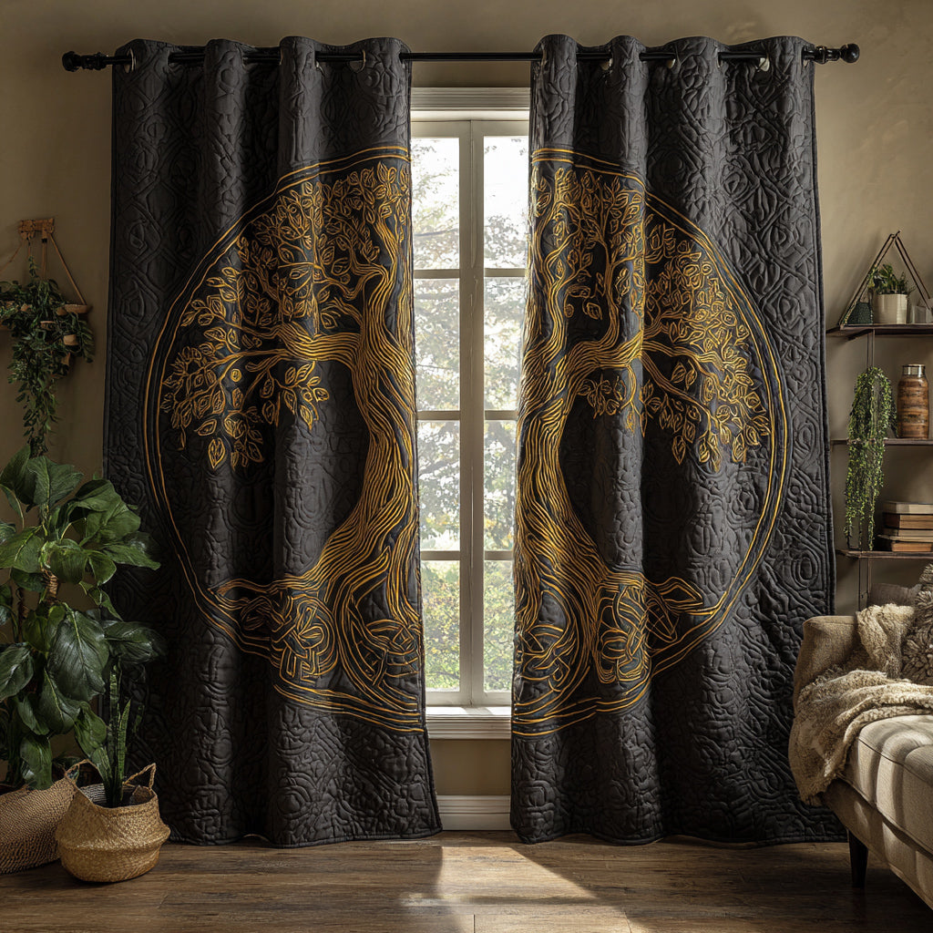 Quilted Curtains Celestial Tree of Life – Louise London product image 1