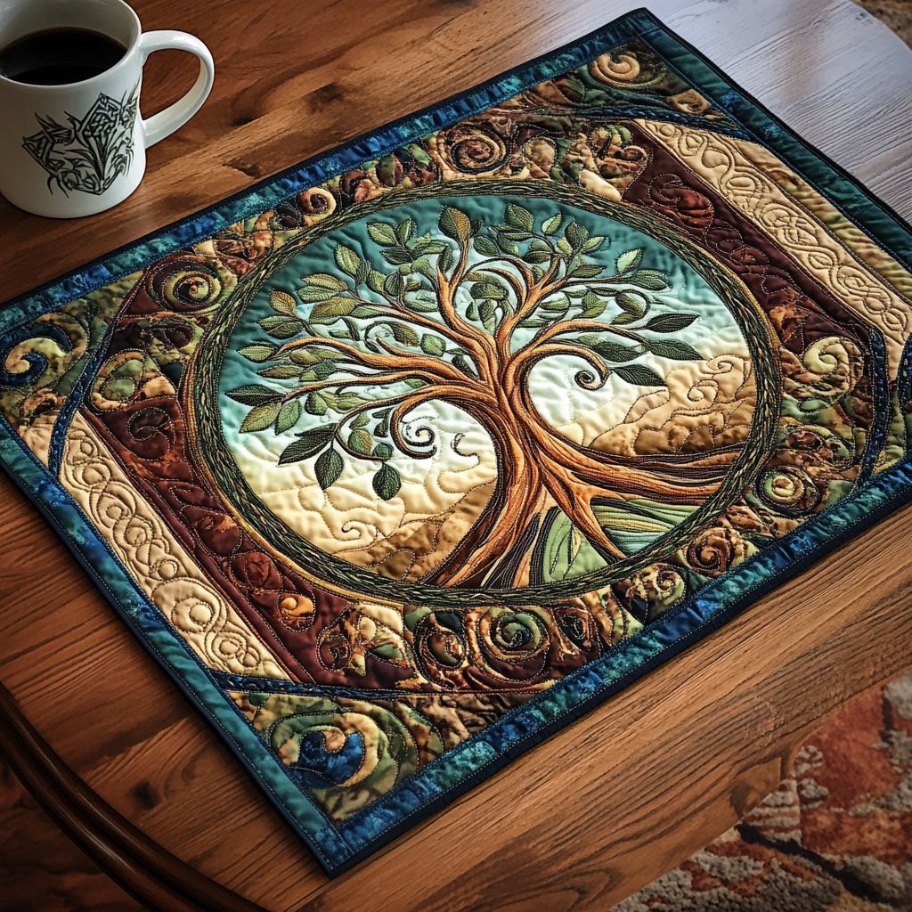Quilted Placemat Celtic Tree of Life by Louise London