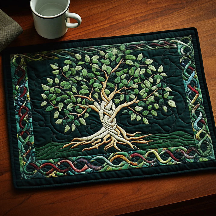 Quilted Placemat Celtic Roots Tree by Louise London