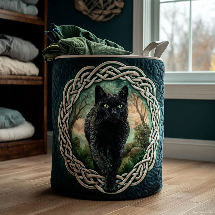 Quilted laundry basket with cats by Louise London