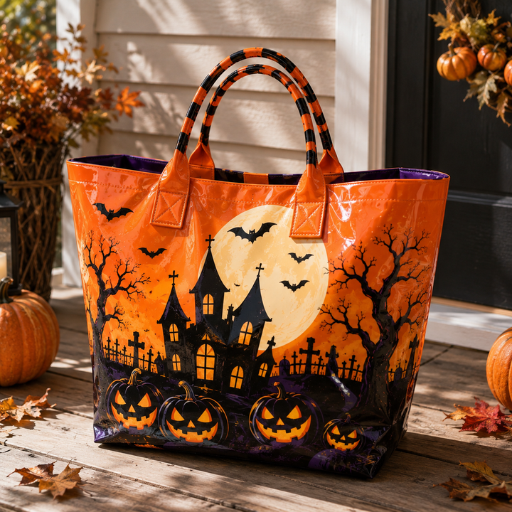 PVC Tote Bag – Haunted Castle and Jack-o’-Lanterns