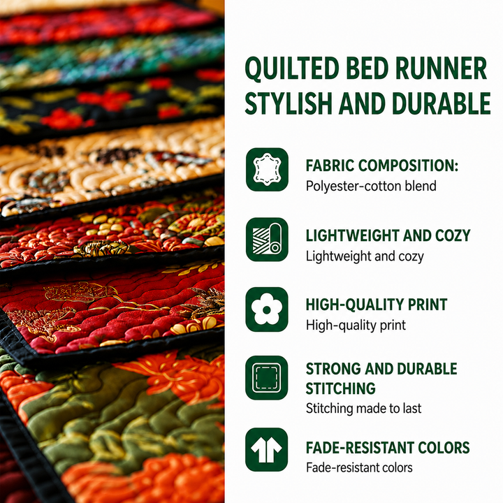 Louise London quilted bed runner fabric and features