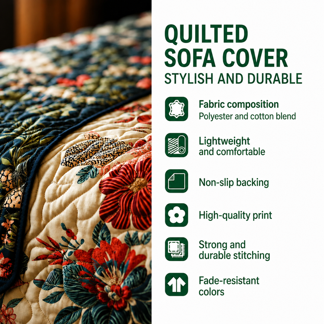 Quilted sofa cover with classic diamond pattern – Louise London product information