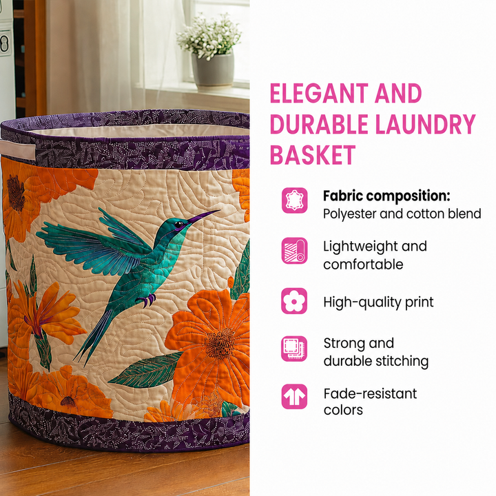 Quilted laundry basket with tulips – Louise London product information