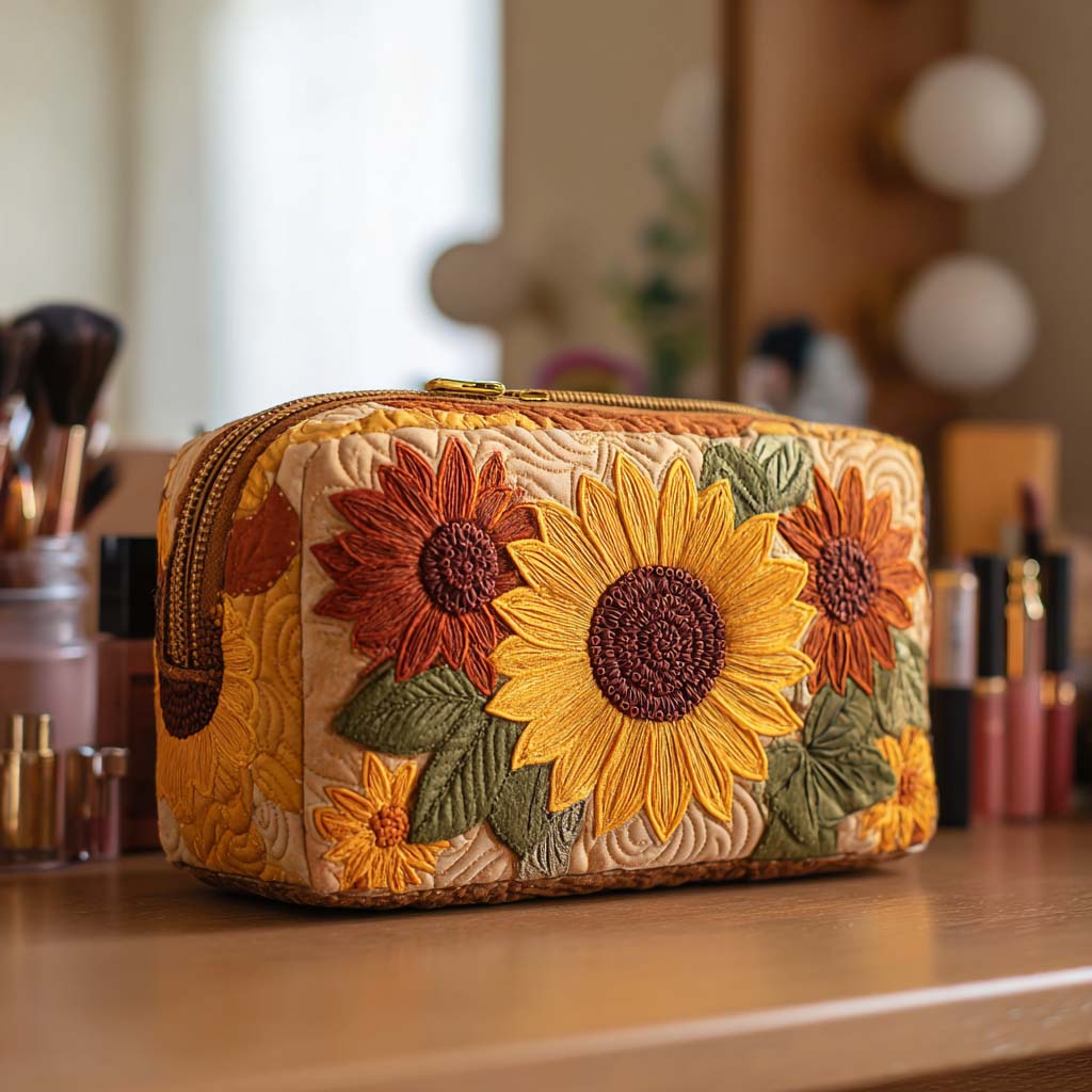 Cheerful Charm quilted makeup bag – Louise London
