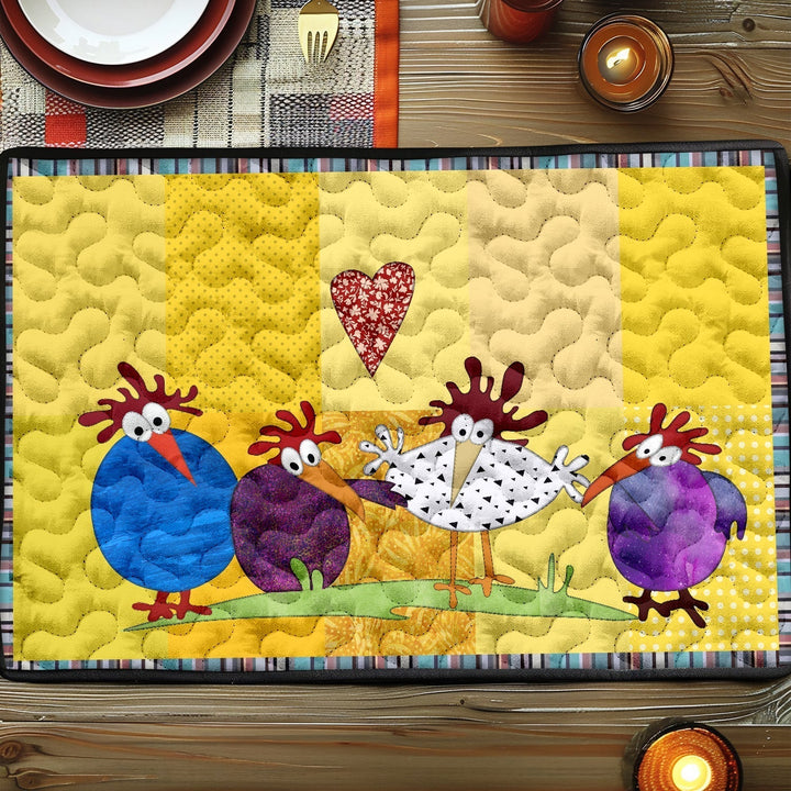 Quilted Chicken Placemats – quilted placemat image 4 by Louise London
