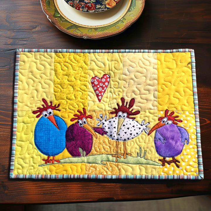 Quilted Placemat with Chicken by Louise London