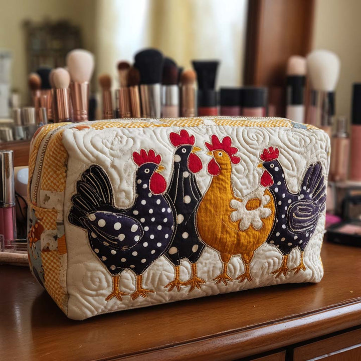 Chicken Bliss quilted makeup bag – Louise London
