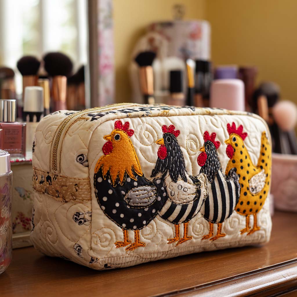 Chicken Comfort quilted makeup bag – Louise London