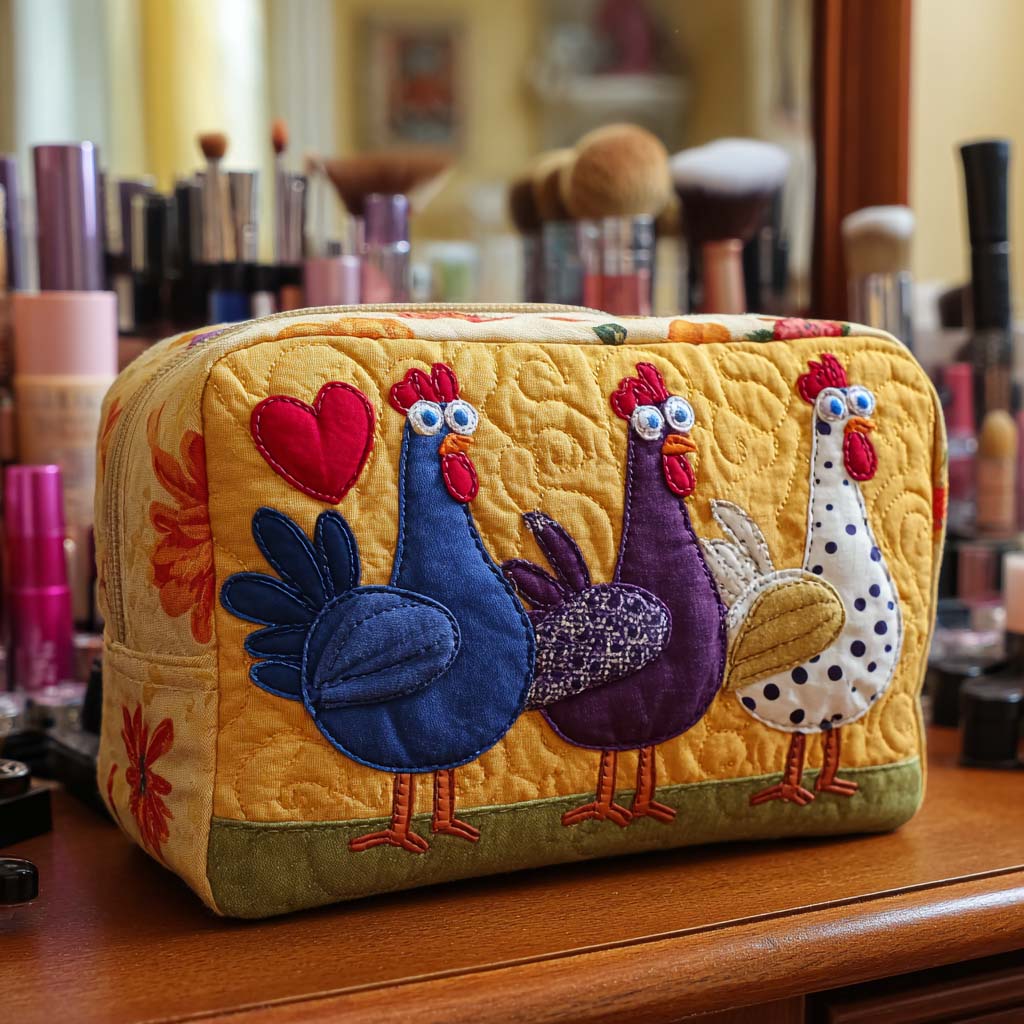 Chicken Delight quilted makeup bag – Louise London