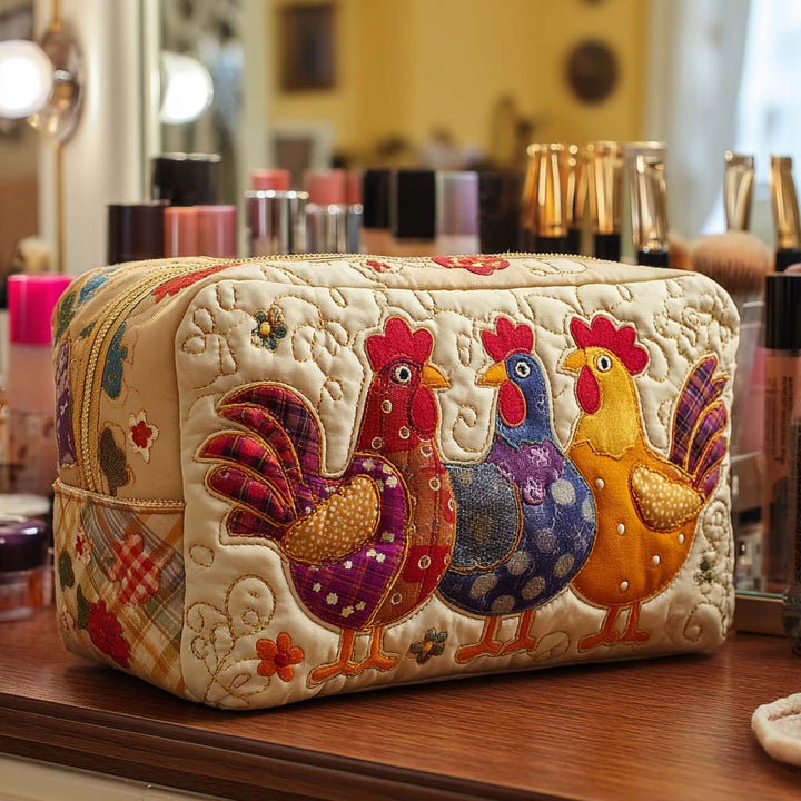Chicken Dream quilted makeup bag – Louise London