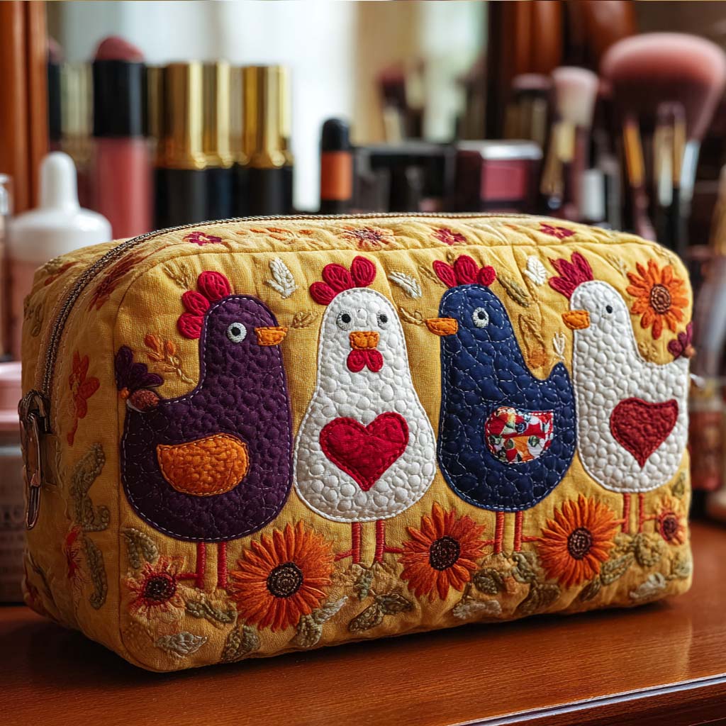 Chicken Feather quilted makeup bag – Louise London