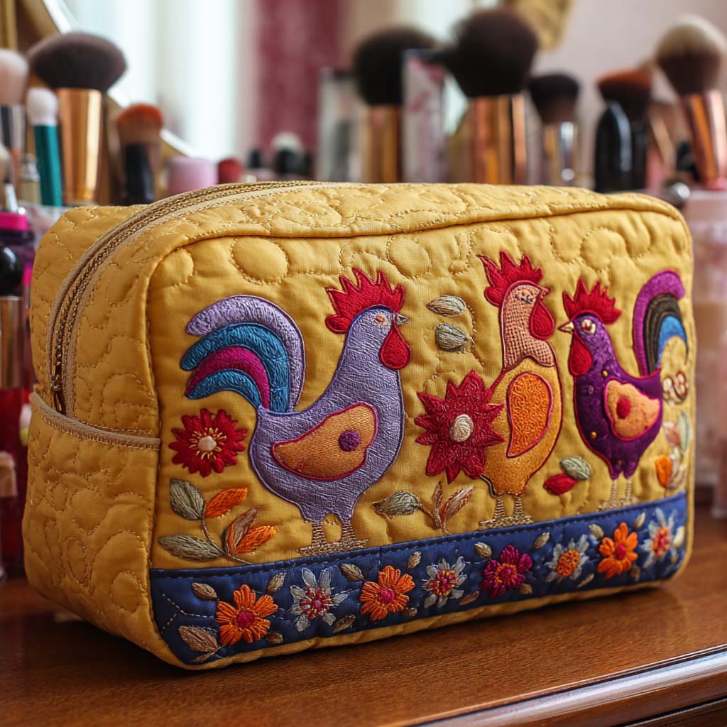 Chicken Haven quilted makeup bag – Louise London