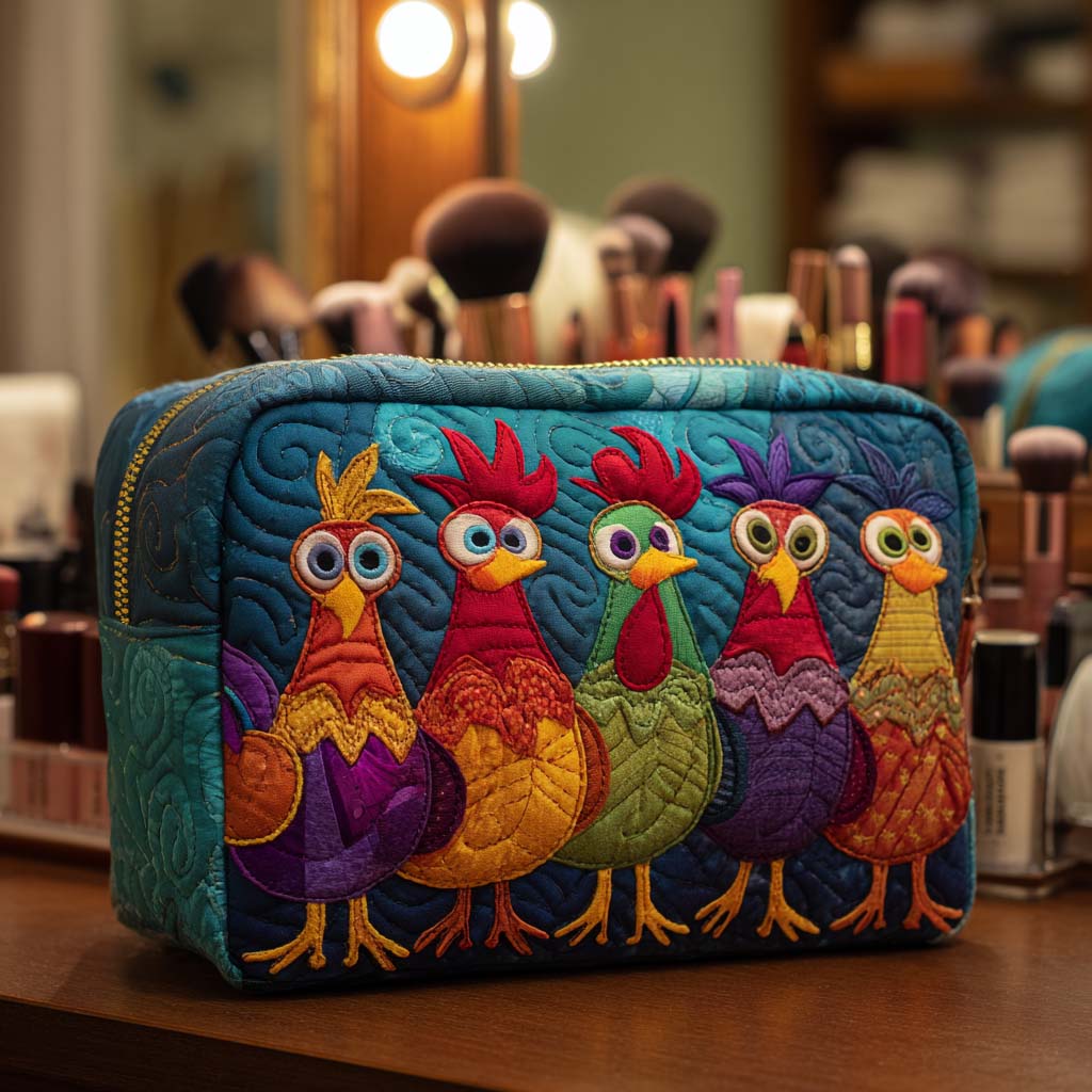Chicken Love quilted makeup bag – Louise London
