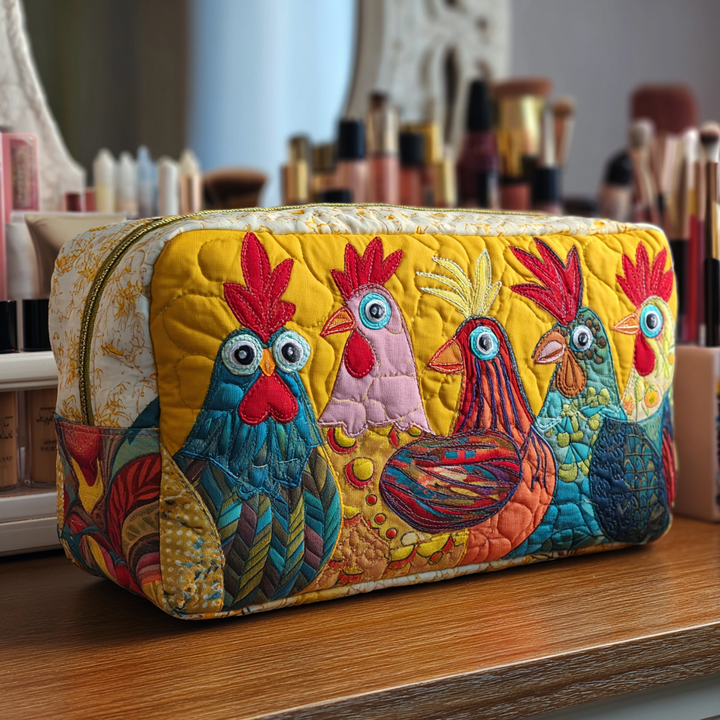 Chicken Meadow quilted makeup bag – Louise London