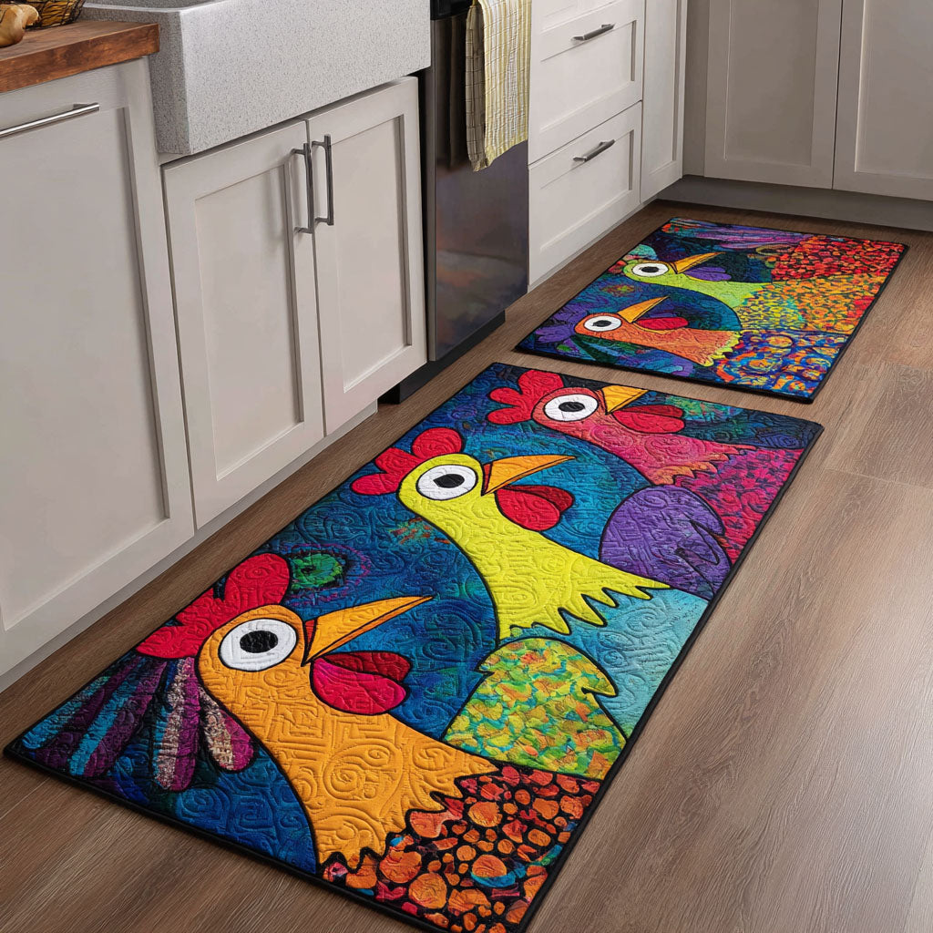 Non-slip kitchen rug with decorative hens by Louise London