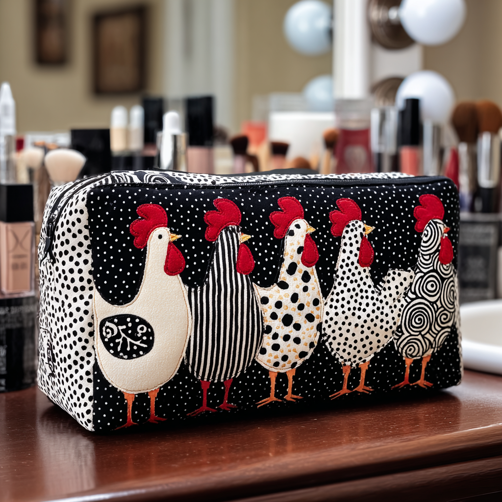 Chicken Nest quilted makeup bag – Louise London