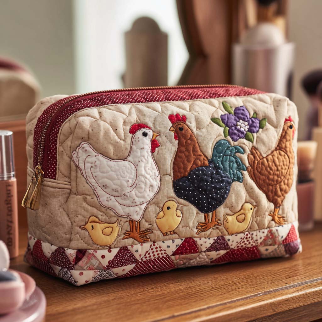 Chicken Nest quilted makeup bag – Louise London