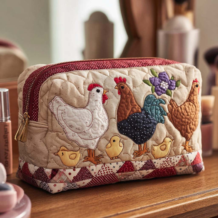 Chicken Nest quilted makeup bag – Louise London