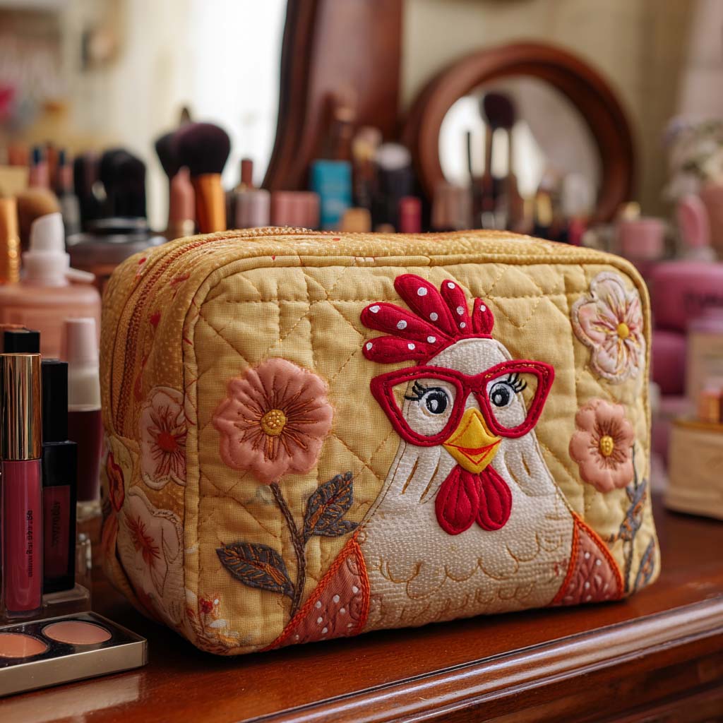 Chicken Shine quilted makeup bag – Louise London