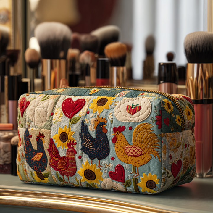 Chicken Spring quilted makeup bag – Louise London