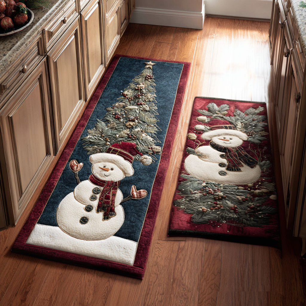 Winter Non-Slip Kitchen Mat with Snowy Details by Louise London