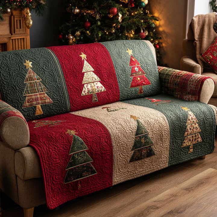 Quilted Sofa Cover with Christmas Pines – Louise London