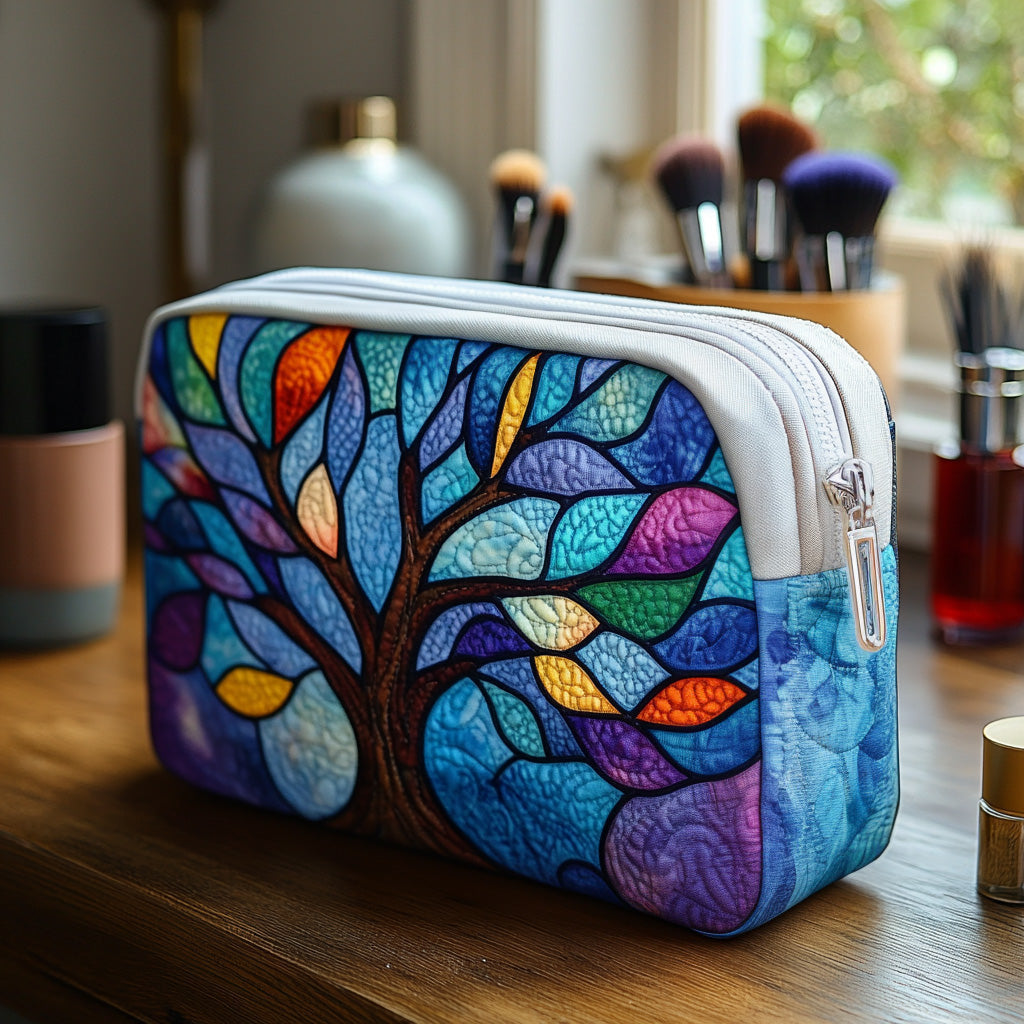 Circle of Roots quilted makeup bag – Louise London