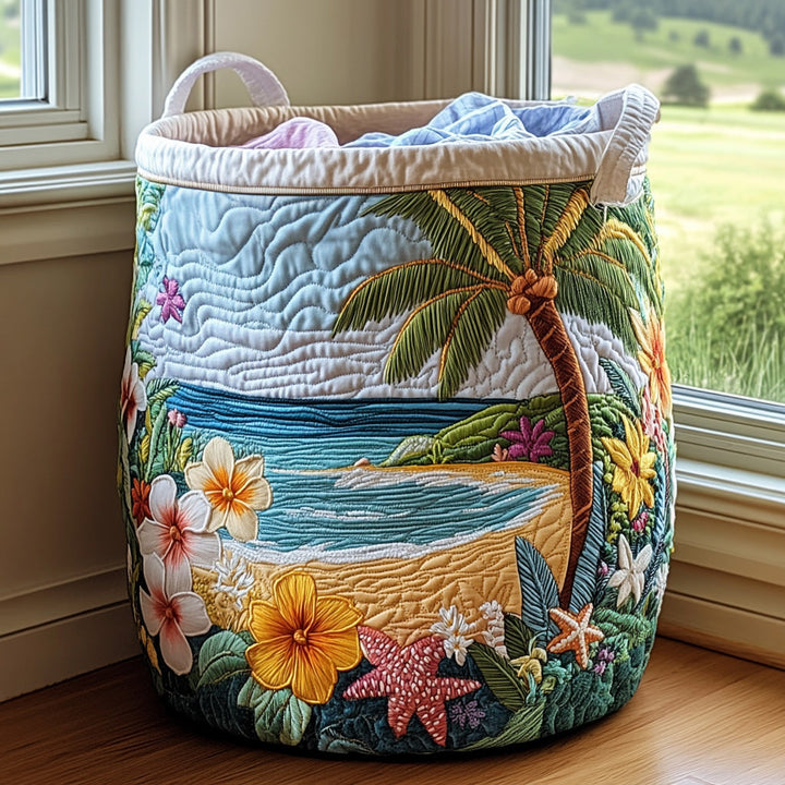 Quilted laundry basket with marine pattern NCU0PVL486
