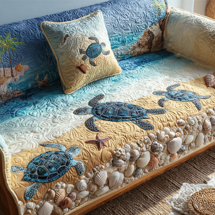 Quilted sofa cover with coastal pattern NCU0PT9703