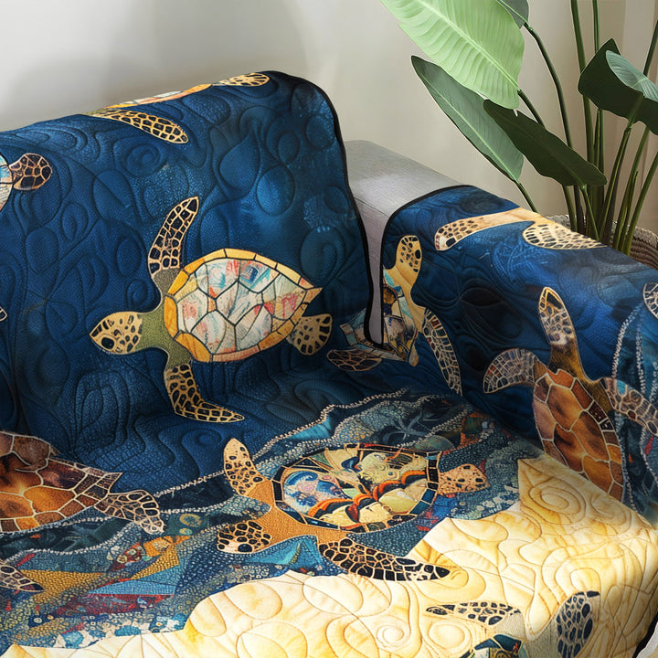 Quilted sofa cover with coastal dream – Louise London