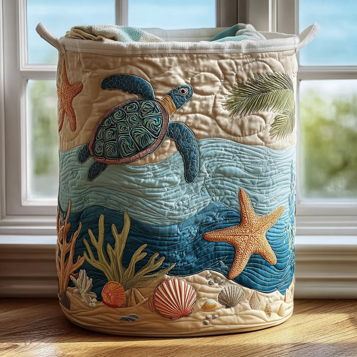 Quilted laundry basket with marine pattern NCU0PVL634