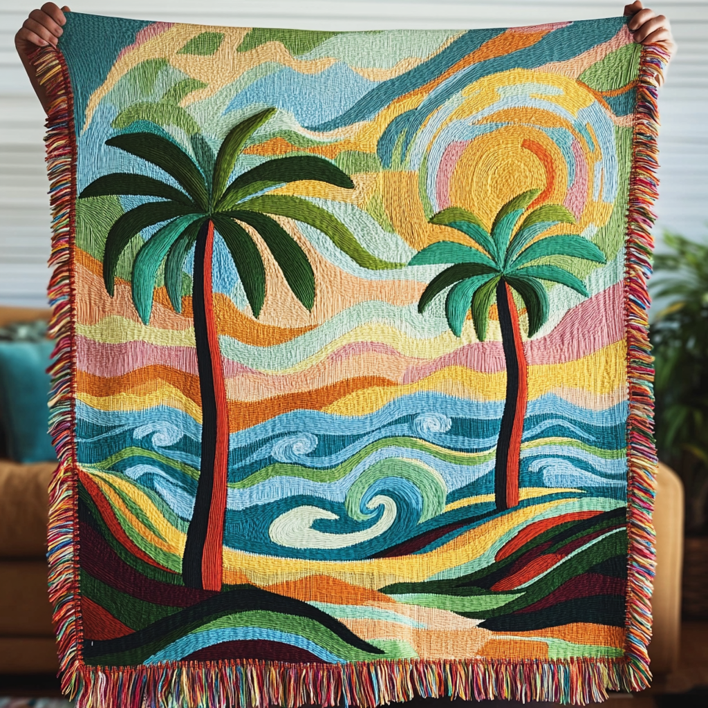 Woven Coastal Haven Blanket by Louise London – product view
