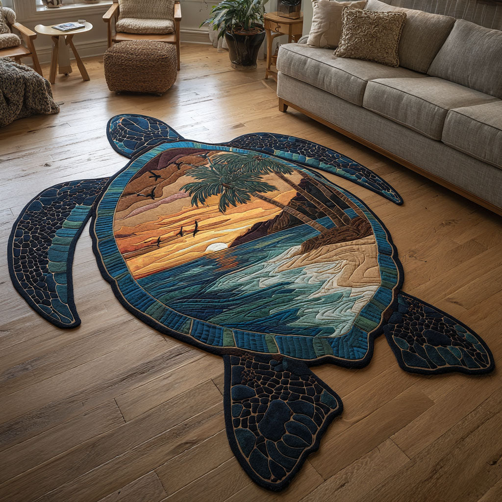 Custom Turtle-Shaped Rug Coastal Paradise NCU0NT12610
