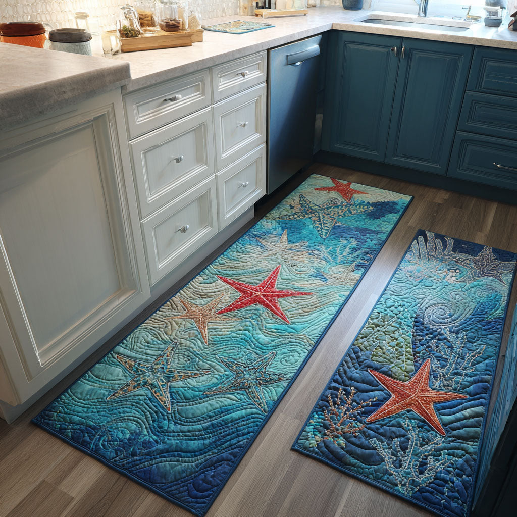 Non-slip kitchen rug with coastal path by Louise London