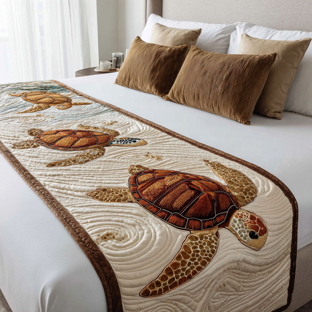 Coastal Shell quilted bed runner by Louise London