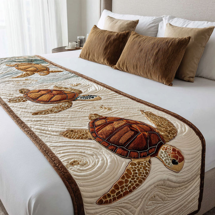 Coastal Shell quilted bed runner by Louise London