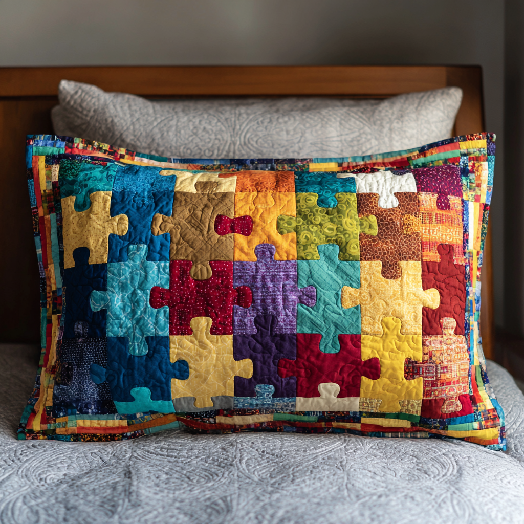 Quilted cushion cover with color blocks NCU0NT9579