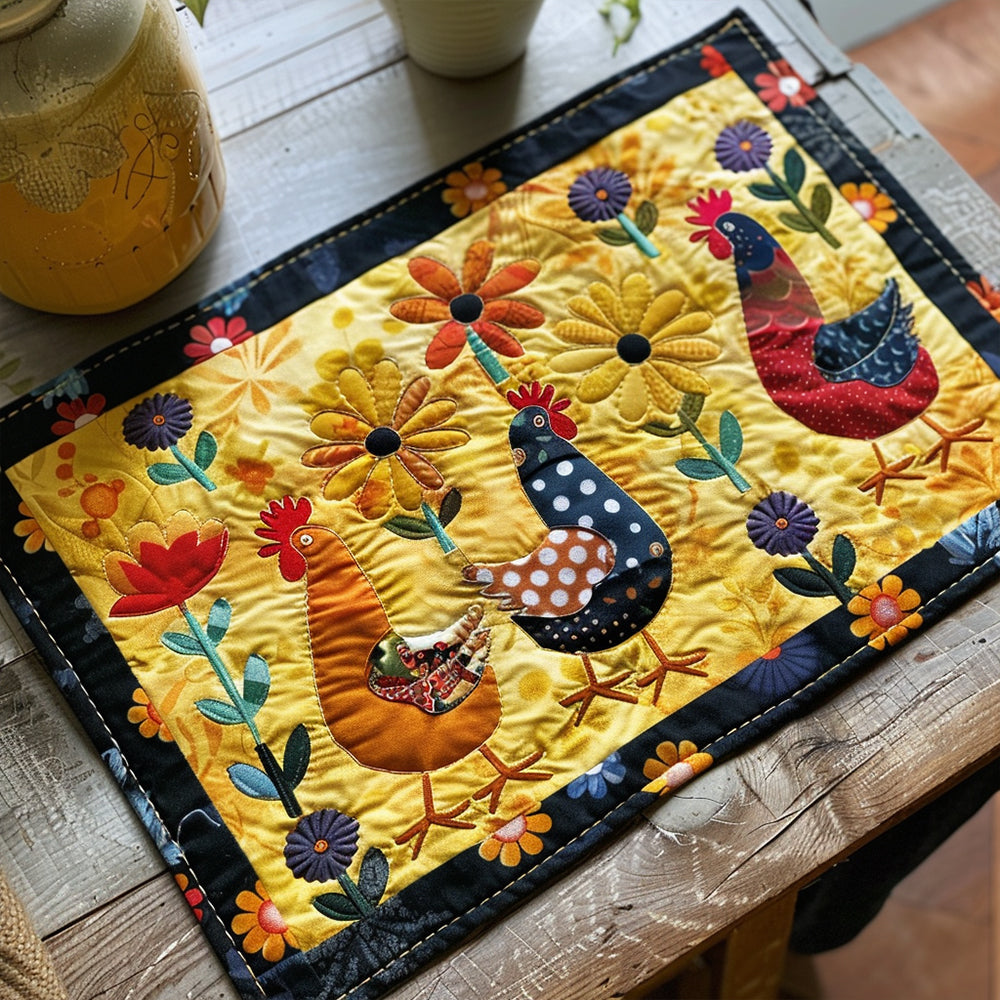 Quilted Placemat with Chicken – quilted placemat image 5 by Louise London
