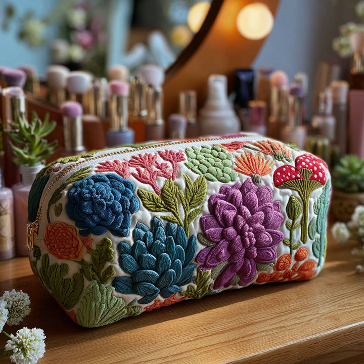 Colourful Botanica quilted makeup bag – Louise London