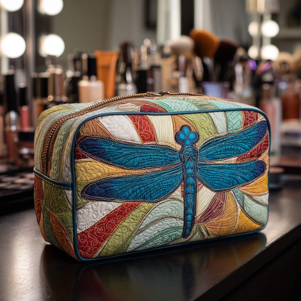 Colourful Dragonfly quilted makeup bag – Louise London