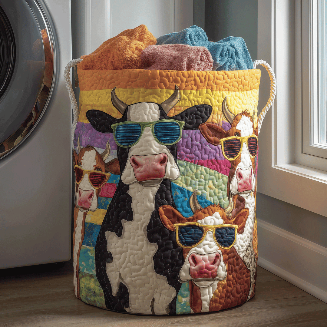 Quilted laundry basket with Highland cow by Louise London