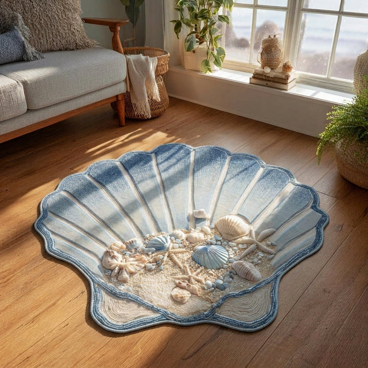 Coral Breeze custom-shaped rug by Louise London
