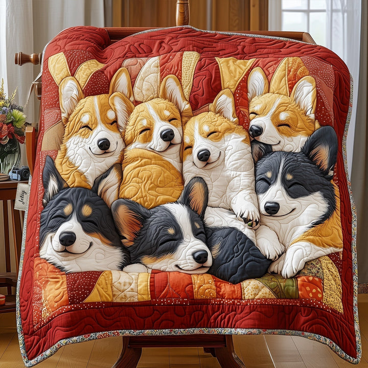 Corgi Cuddle Squad Quilted Blanket – Louise London quilted blanket