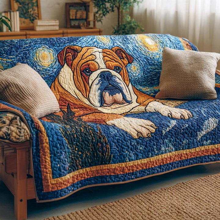 Quilted Sofa Cover with Bulldog