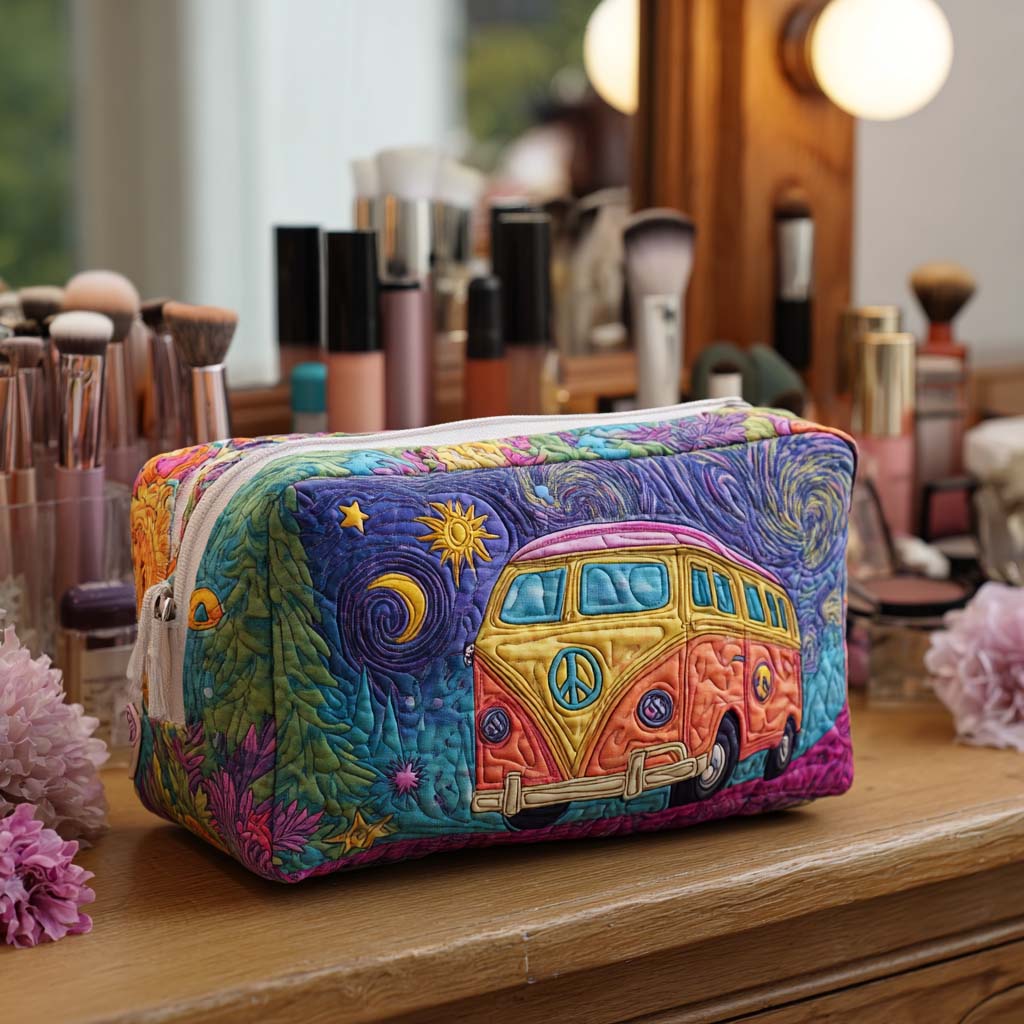 Cosmic Road Trip quilted makeup bag – Louise London