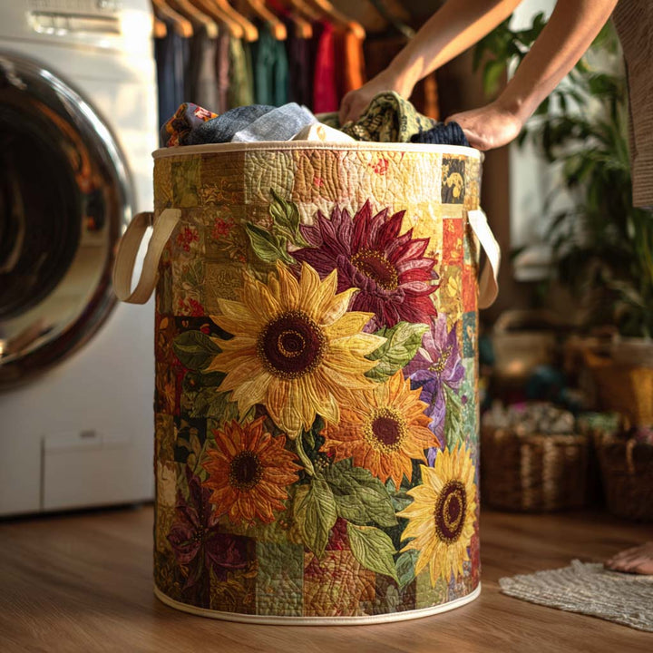 Quilted laundry basket in country style by Louise London